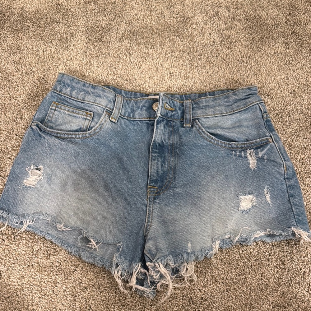 Forever 21 Blue Distressed Jean Shorts